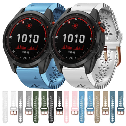 For Garmin Fenix 7S Solar 20mm Lady's Silicone Watch Band With Lace Punch(Grey) - Watch Bands by buy2fix | Online Shopping UK | buy2fix