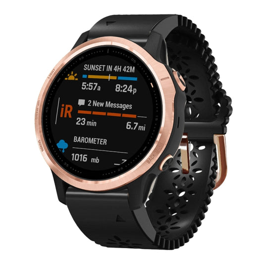 For Garmin Fenix 6S 20mm Lady's Silicone Watch Band With Lace Punch(Black) - Watch Bands by buy2fix | Online Shopping UK | buy2fix