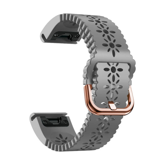 For Garmin Fenix 6S 20mm Lady's Silicone Watch Band With Lace Punch(Grey) - Watch Bands by buy2fix | Online Shopping UK | buy2fix
