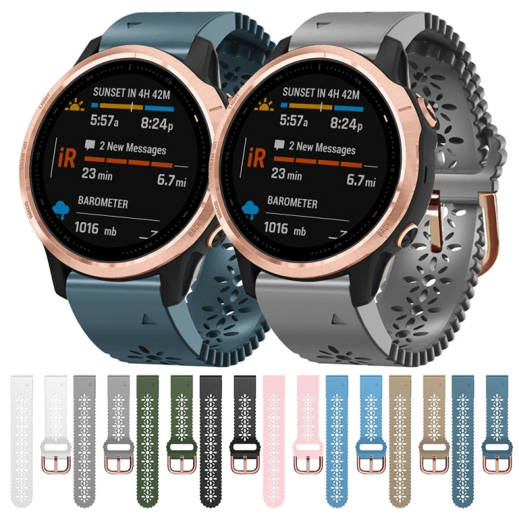 For Garmin Fenix 6S 20mm Lady's Silicone Watch Band With Lace Punch(Black) - Watch Bands by buy2fix | Online Shopping UK | buy2fix