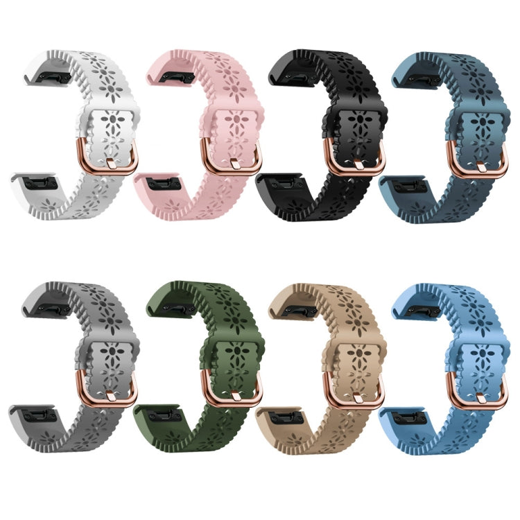 For Garmin Fenix 6S 20mm Lady's Silicone Watch Band With Lace Punch(Black) - Watch Bands by buy2fix | Online Shopping UK | buy2fix