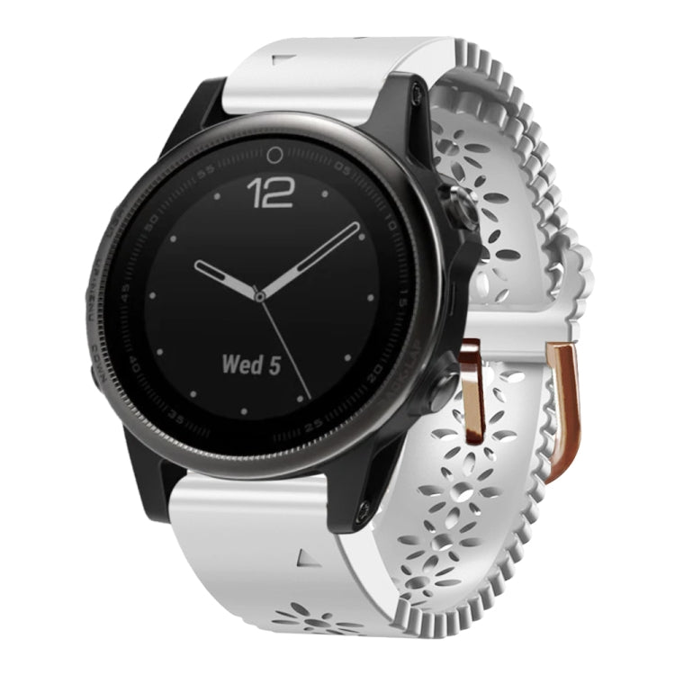 For Garmin Fenix 5S 20mm Lady's Silicone Watch Band With Lace Punch(White) - Watch Bands by buy2fix | Online Shopping UK | buy2fix