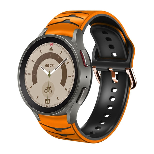 For Samsung Galaxy Watch 5 Pro 45mm Curved Texture Silicone Watch Band(Orange+Black) - Watch Bands by buy2fix | Online Shopping UK | buy2fix