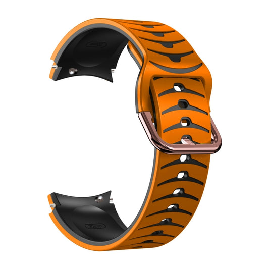 For Samsung Galaxy Watch 5 Pro 45mm Curved Texture Silicone Watch Band(Orange+Black) - Watch Bands by buy2fix | Online Shopping UK | buy2fix