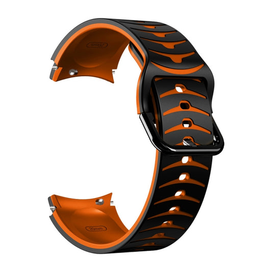 For Samsung Galaxy Watch 5 Pro 45mm Curved Texture Silicone Watch Band(Black+Orange) - Watch Bands by buy2fix | Online Shopping UK | buy2fix