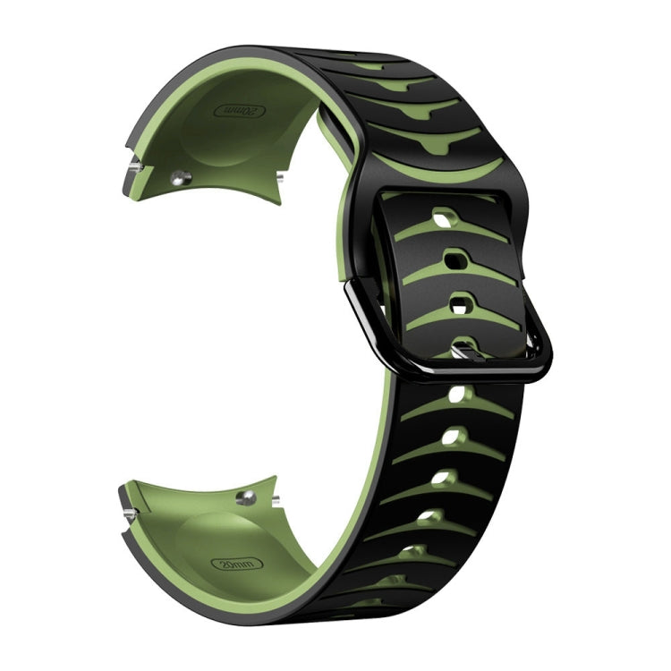 For Samsung Galaxy Watch 5 Pro 45mm Curved Texture Silicone Watch Band(Black+Green) - Watch Bands by buy2fix | Online Shopping UK | buy2fix