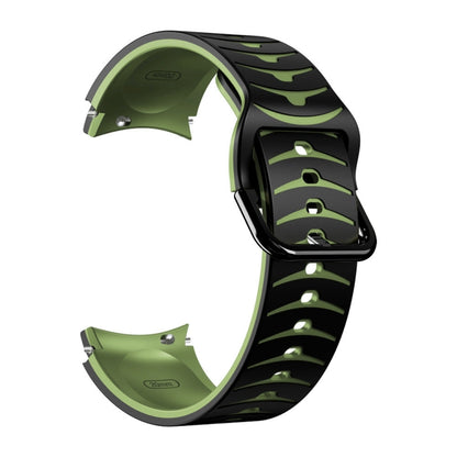 For Samsung Galaxy Watch 5 Pro 45mm Curved Texture Silicone Watch Band(Black+Green) - Watch Bands by buy2fix | Online Shopping UK | buy2fix