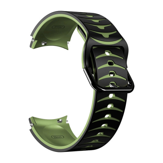 For Samsung Galaxy Watch 5 Pro 45mm Curved Texture Silicone Watch Band(Black+Green) - Watch Bands by buy2fix | Online Shopping UK | buy2fix