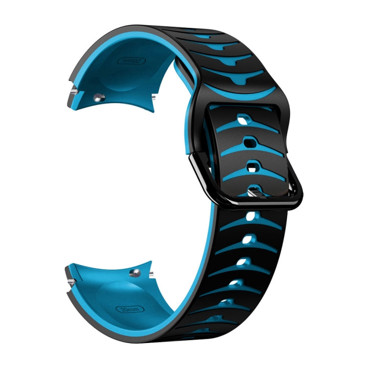 For Samsung Galaxy Watch 5 Pro 45mm Curved Texture Silicone Watch Band(Black+Blue) - Watch Bands by buy2fix | Online Shopping UK | buy2fix