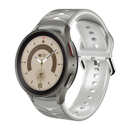 For Samsung Galaxy Watch 5 Pro 45mm Curved Texture Silicone Watch Band(Grey+White) - Watch Bands by buy2fix | Online Shopping UK | buy2fix