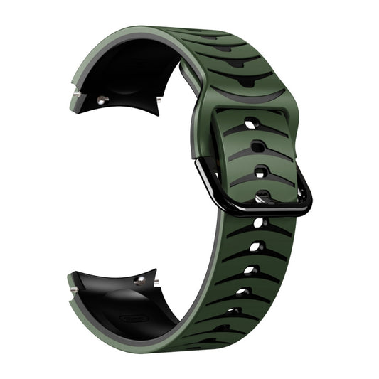 For Samsung Galaxy Watch 5 Pro 45mm Curved Texture Silicone Watch Band(Army Green + Black) - Watch Bands by buy2fix | Online Shopping UK | buy2fix