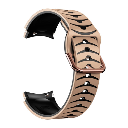 For Samsung Galaxy Watch 5 Pro 45mm Curved Texture Silicone Watch Band(Khaki + Black) - Watch Bands by buy2fix | Online Shopping UK | buy2fix