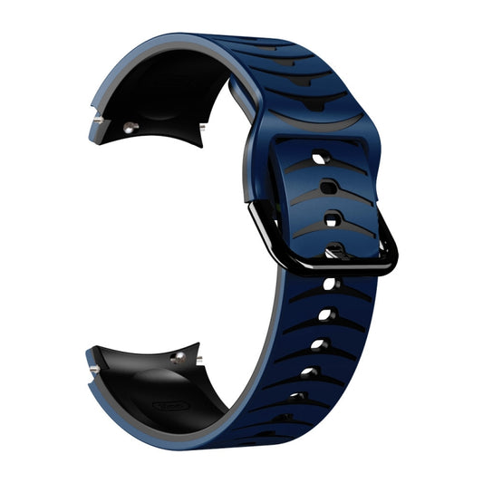 For Samsung Galaxy Watch 5 Pro 45mm Curved Texture Silicone Watch Band(Dark Blue + Black) - Watch Bands by buy2fix | Online Shopping UK | buy2fix