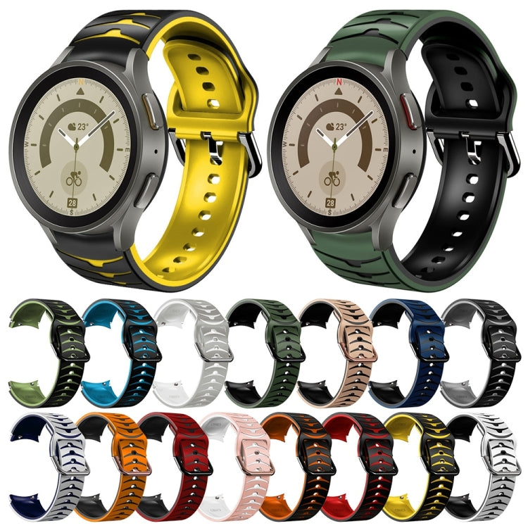 For Samsung Galaxy Watch 5 Pro 45mm Curved Texture Silicone Watch Band(Black+Orange) - Watch Bands by buy2fix | Online Shopping UK | buy2fix