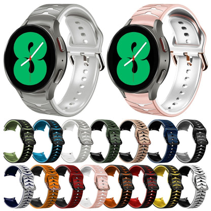 For Samsung Galaxy Watch 4 44mm Curved Texture Silicone Watch Band(Black+Blue) - Watch Bands by buy2fix | Online Shopping UK | buy2fix