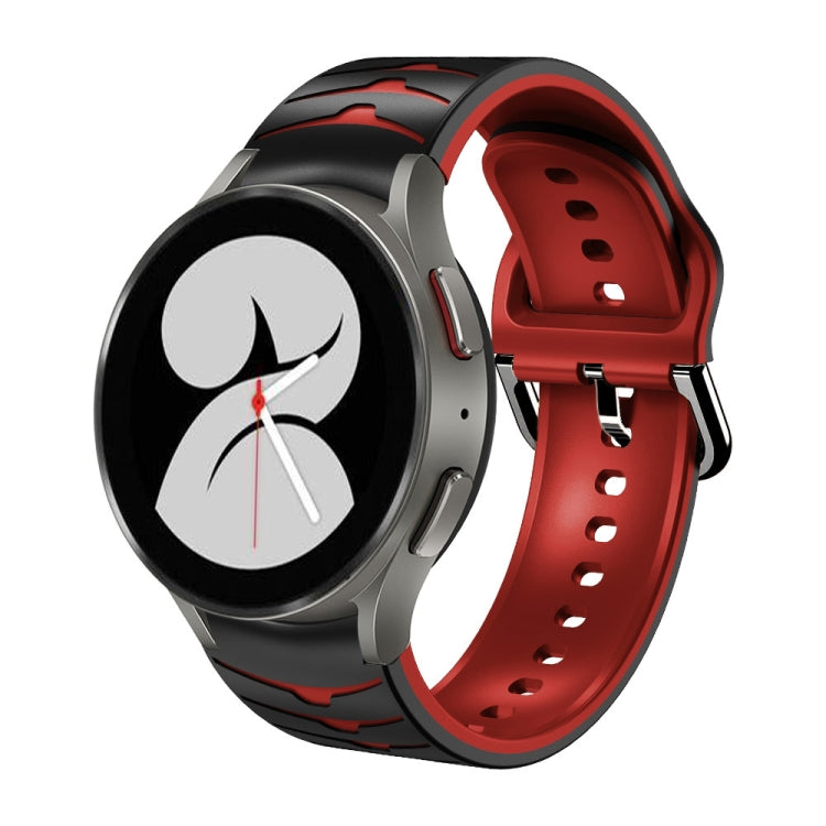 For Samsung Galaxy Watch 4 40mm Curved Texture Silicone Watch Band(Black+Red) - Watch Bands by buy2fix | Online Shopping UK | buy2fix
