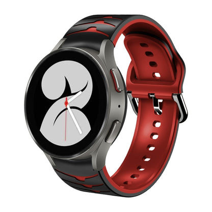 For Samsung Galaxy Watch 4 40mm Curved Texture Silicone Watch Band(Black+Red) - Watch Bands by buy2fix | Online Shopping UK | buy2fix