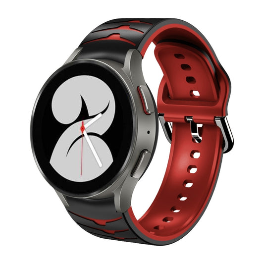 For Samsung Galaxy Watch 4 40mm Curved Texture Silicone Watch Band(Black+Red) - Watch Bands by buy2fix | Online Shopping UK | buy2fix