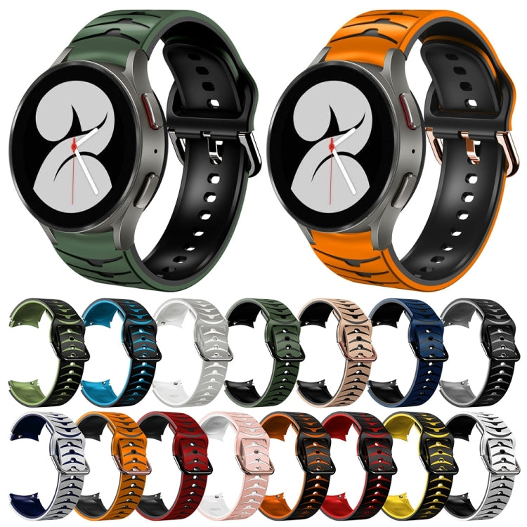 For Samsung Galaxy Watch 4 40mm Curved Texture Silicone Watch Band(Black+Red) - Watch Bands by buy2fix | Online Shopping UK | buy2fix