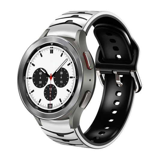 For Samsung  Galaxy Watch 4 Classic 42mm Curved Texture Silicone Watch Band(White+Black) - Watch Bands by buy2fix | Online Shopping UK | buy2fix