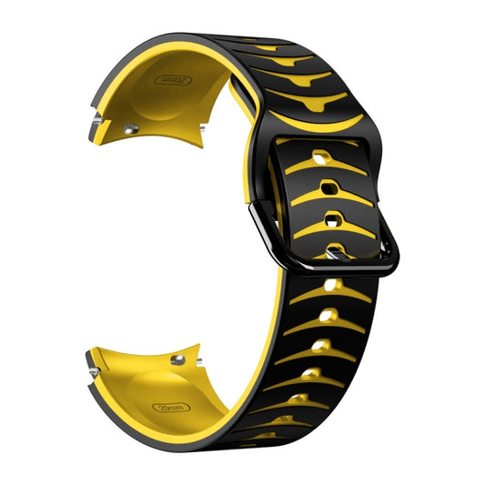 For Samsung  Galaxy Watch 4 Classic 46mm Curved Texture Silicone Watch Band(Black+Yellow) - Watch Bands by buy2fix | Online Shopping UK | buy2fix