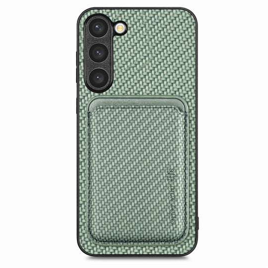 For Samsung Galaxy S23+ 5G Carbon Fiber Leather Card Magsafe Case(Green)