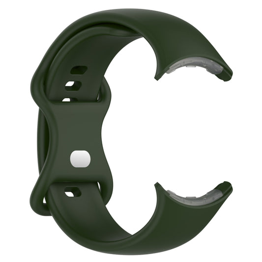 For Google Pixel Watch Loop Type Solid Color Silicone Watch Band, Size:L(Dark Green) - Watch Bands by buy2fix | Online Shopping UK | buy2fix