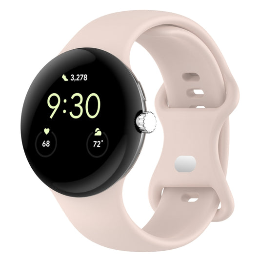 For Google Pixel Watch Loop Type Solid Color Silicone Watch Band, Size:S(Pink) - Watch Bands by buy2fix | Online Shopping UK | buy2fix