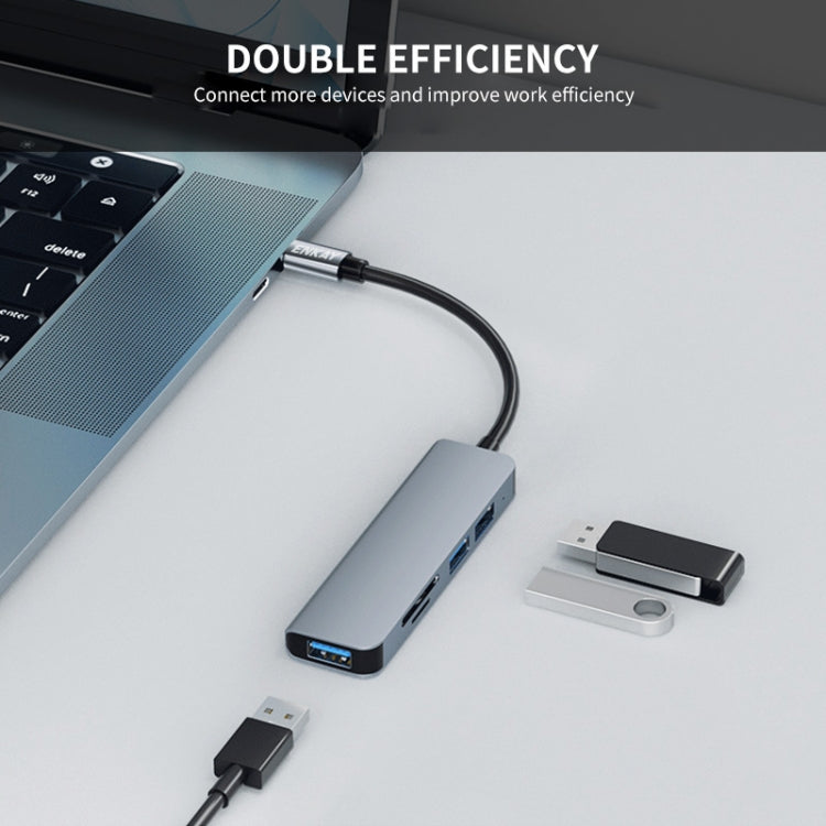 ENKAY Hat-Prince 5 in 1 Docking Station Adapter HUB SD/TF Card Reader, Interface:Type-C by ENKAY