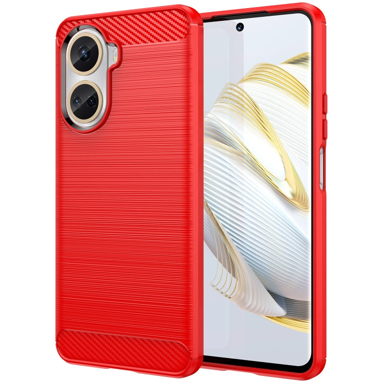 For Huawei Nova 10 SE 4G Brushed Texture Carbon Fiber TPU Phone Case(Red) - Huawei Cases by buy2fix | Online Shopping UK | buy2fix