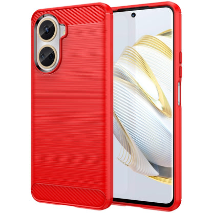 For Huawei Nova 10 SE 4G Brushed Texture Carbon Fiber TPU Phone Case(Red) - Huawei Cases by buy2fix | Online Shopping UK | buy2fix