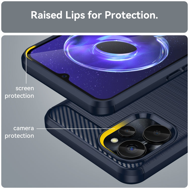 For Realme 10 5G Brushed Texture Carbon Fiber TPU Phone Case(Blue) - Realme Cases by buy2fix | Online Shopping UK | buy2fix