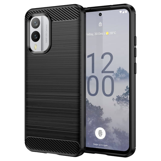 For Nokia X30 5G Brushed Texture Carbon Fiber TPU Phone Case(Black) by buy2fix