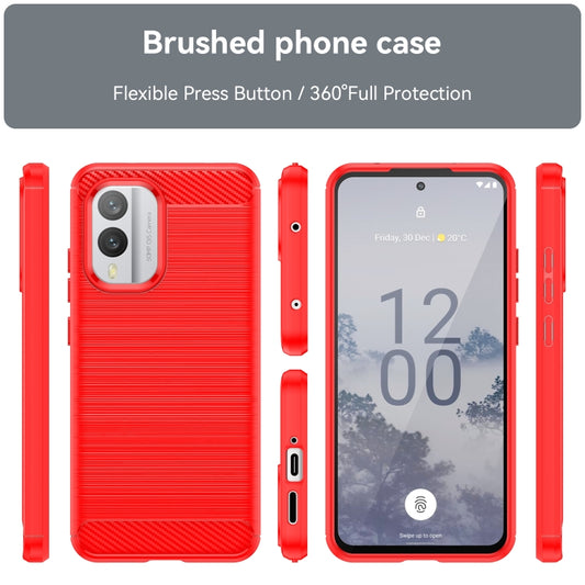 For Nokia X30 5G Brushed Texture Carbon Fiber TPU Phone Case(Red) by buy2fix