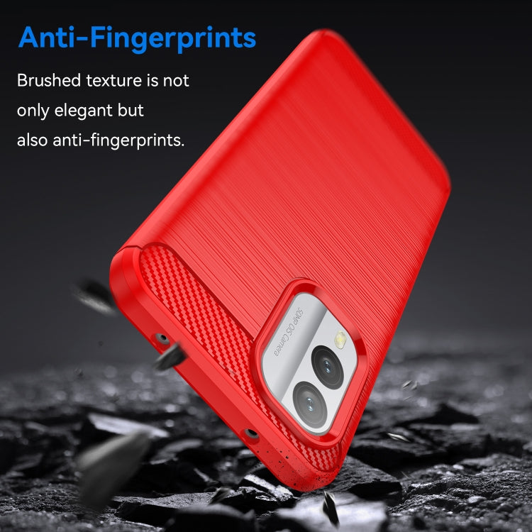 For Nokia X30 5G Brushed Texture Carbon Fiber TPU Phone Case(Red) by buy2fix