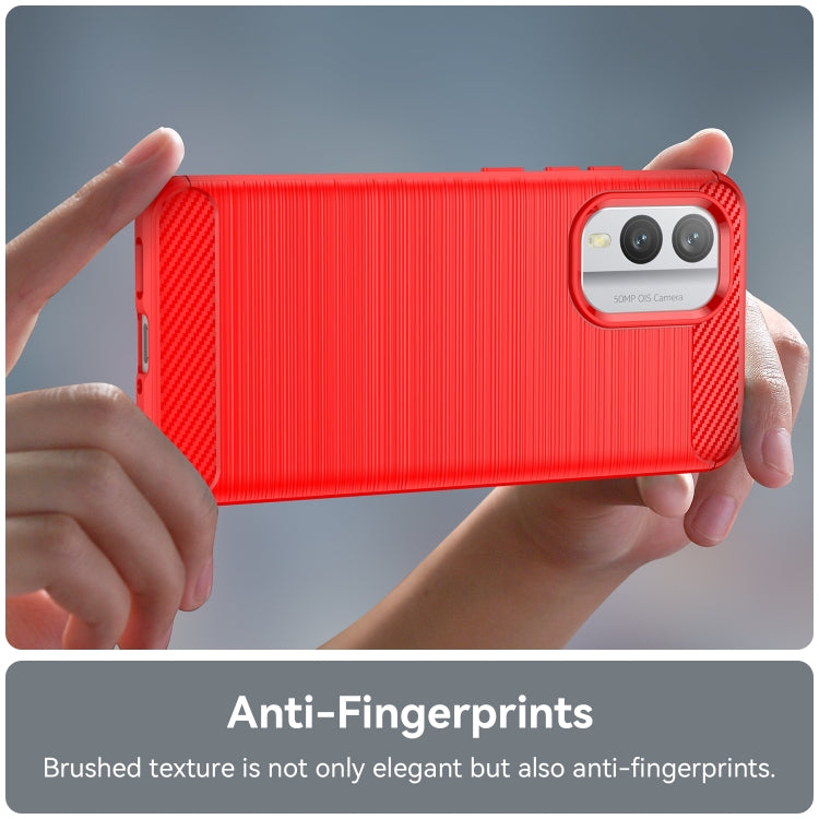 For Nokia X30 5G Brushed Texture Carbon Fiber TPU Phone Case(Red) by buy2fix