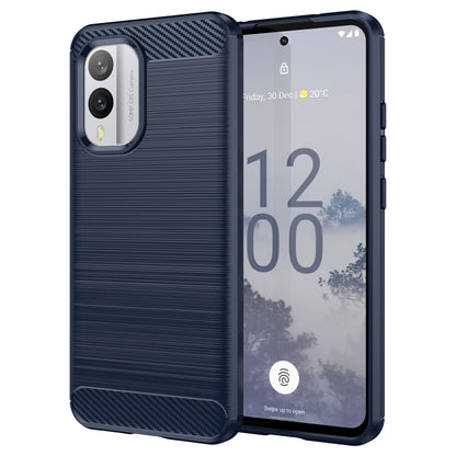 For Nokia X30 5G Brushed Texture Carbon Fiber TPU Phone Case(Blue) by buy2fix
