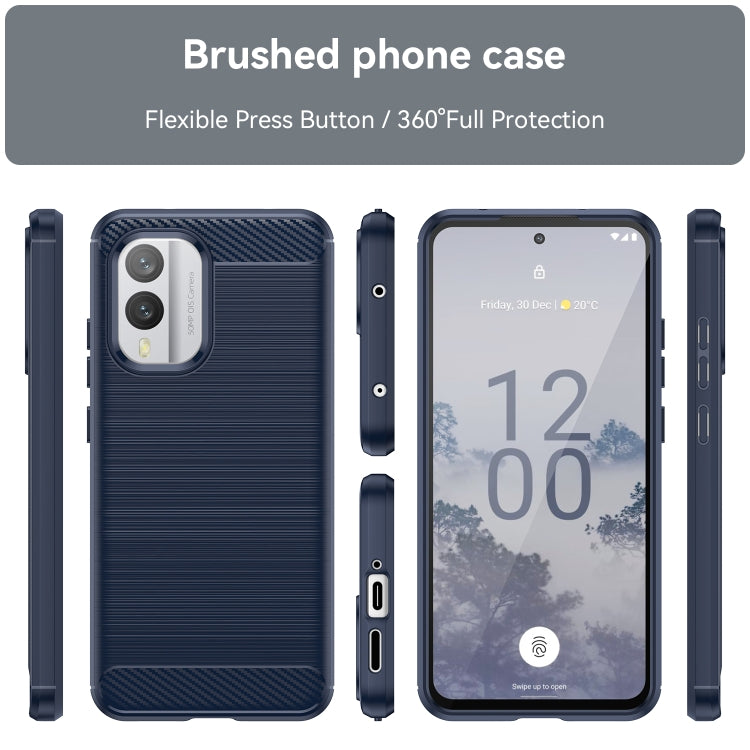 For Nokia X30 5G Brushed Texture Carbon Fiber TPU Phone Case(Blue) by buy2fix