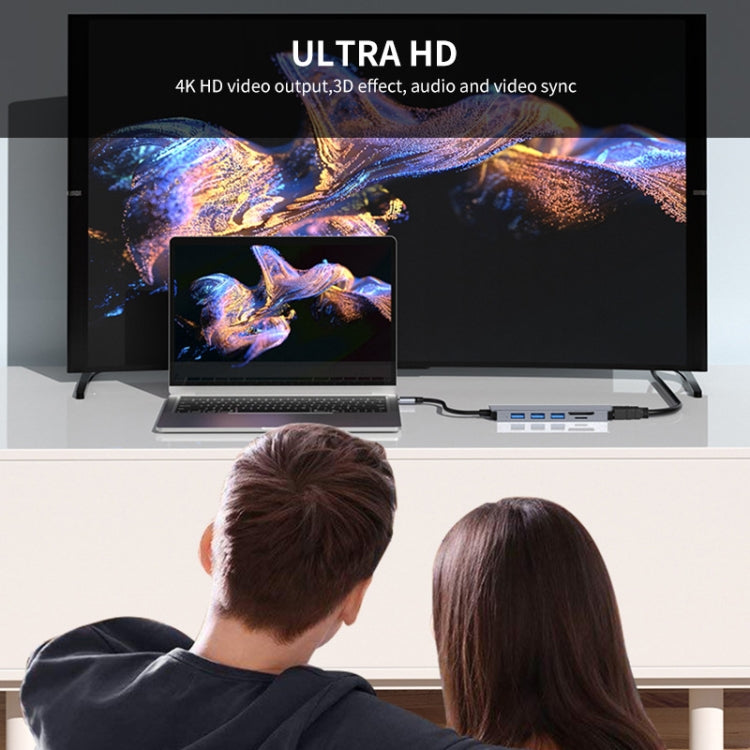 ENKAY Hat-Prince 6 in 1 Type-C to 4K HDMI Docking Station Adapter USB-C Hub SD/TF Card Reader by ENKAY