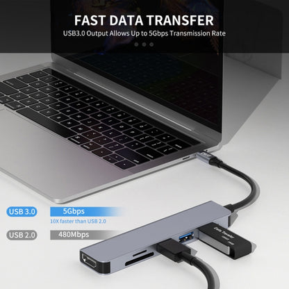 ENKAY Hat-Prince 6 in 1 Type-C to 4K HDMI Docking Station Adapter USB-C Hub SD/TF Card Reader by ENKAY