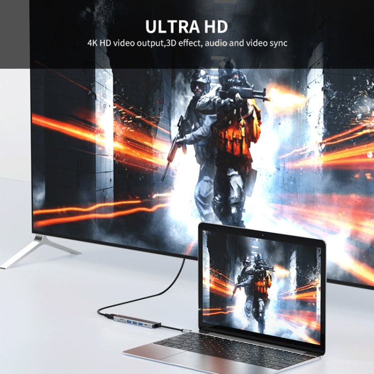 ENKAY Hat-Prince 7 in 1 Type-C to 4K HDMI Docking Station Adapter PD Quick Charge Hub SD/TF Card Reader by ENKAY