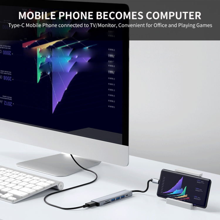 ENKAY Hat-Prince 7 in 1 Type-C to 4K HDMI Docking Station Adapter PD Quick Charge Hub SD/TF Card Reader by ENKAY