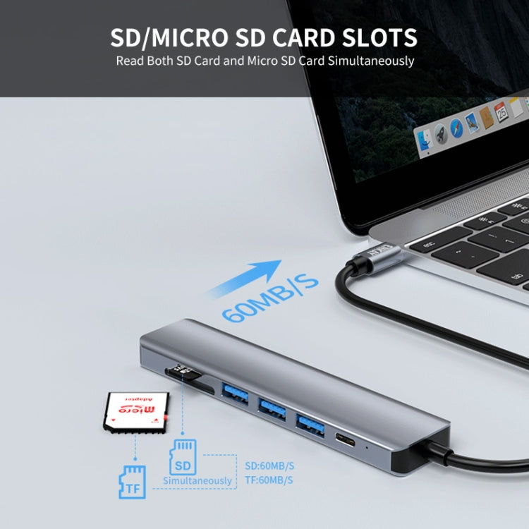 ENKAY Hat-Prince 7 in 1 Type-C to 4K HDMI Docking Station Adapter PD Quick Charge Hub SD/TF Card Reader by ENKAY