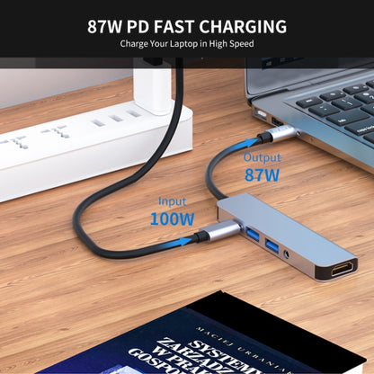 ENKAY Hat-Prince 5 in 1 Type-C Hub 4K HDMI Converter Docking Station 3.5mm Audio Jack Adapter by ENKAY