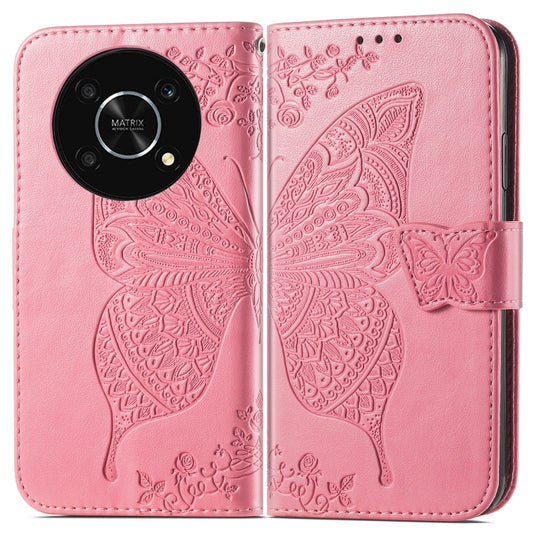 For Huawei nova Y90 Butterfly Love Flower Embossed Horizontal Flip Leather Case with Bracket / Card Slot / Wallet / Lanyard(Pink) - Huawei Cases by buy2fix | Online Shopping UK | buy2fix