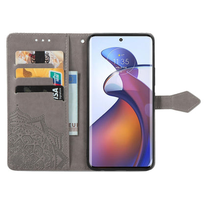 For Motorola Edge 30 Fusion Mandala Flower Embossed Leather Phone Case(Gray) - Motorola Cases by buy2fix | Online Shopping UK | buy2fix
