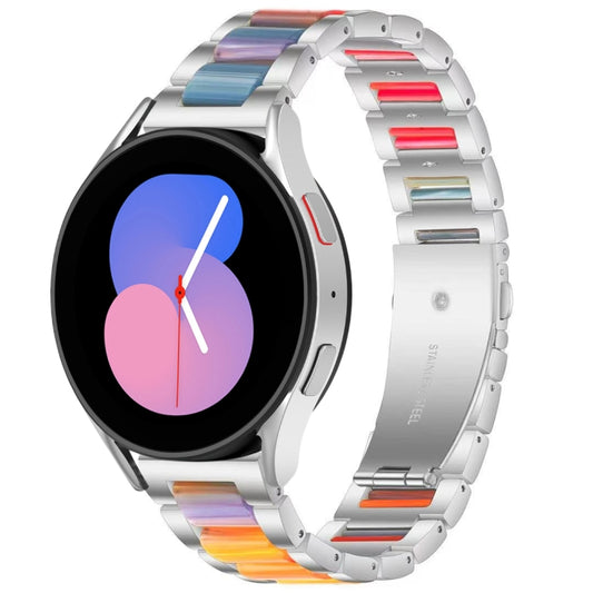For Galaxy Watch 5 40 / 44mm Interbead Resin Metal Watch Band(Silver Rainbow) - Watch Bands by buy2fix | Online Shopping UK | buy2fix