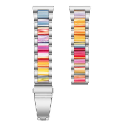 For Galaxy Watch 5 40 / 44mm Interbead Resin Metal Watch Band(Silver Rainbow) - Watch Bands by buy2fix | Online Shopping UK | buy2fix