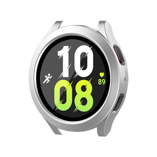 For Samsung Galaxy Watch4/5 40mm ENKAY Hat-Prince Waterproof Full Coverage PC Frame + 9H Tempered Glass Case(Bright Silver) - Watch Cases by ENKAY | Online Shopping UK | buy2fix