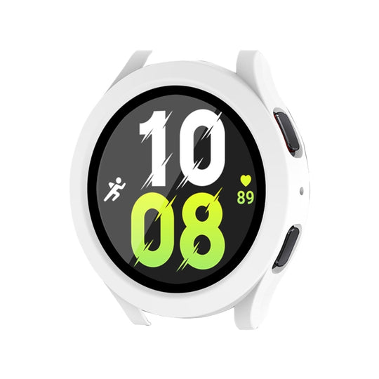 For Samsung Galaxy Watch4/5 44mm ENKAY Hat-Prince Waterproof Full Coverage PC Frame + 9H Tempered Glass Case(White)